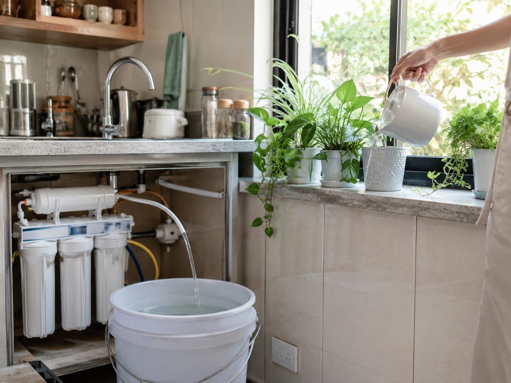 Tận dụng nước thải máy lọc nước để tưới cây và vệ sinh trong gia đình