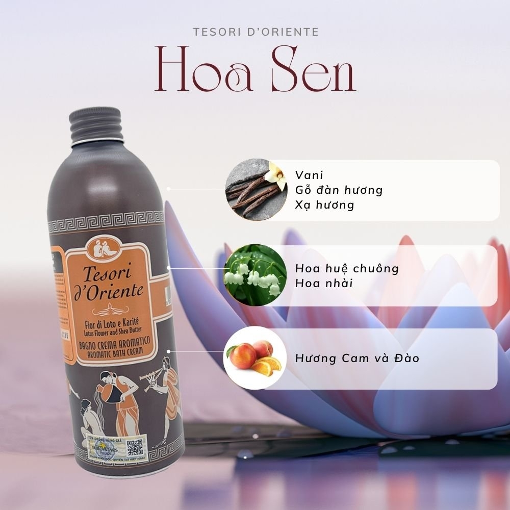 Sữa Tắm Nước Hoa Ý Tesori D'Oriente Hương Sen 250ml-500ml