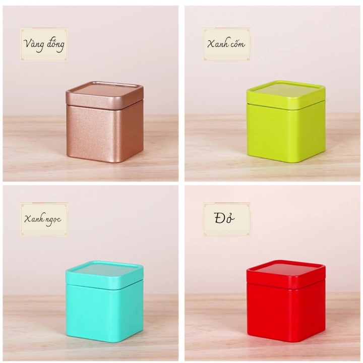 Hộp Đựng Trà Thiếc Cao Cấp Hình Vuông 2 Lớp - Hộp Trà HVL