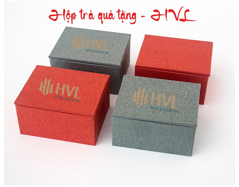 Bộ hộp trà giấy đựng quà trơn màu HVL TEA