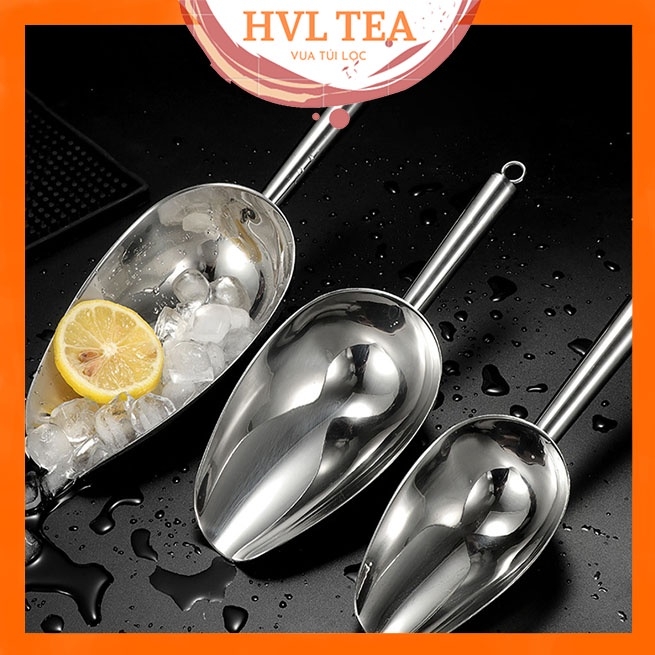 Muôi xúc đá, xẻng xúc đá inox không gỉ nhiều kích thước - HVL TEA