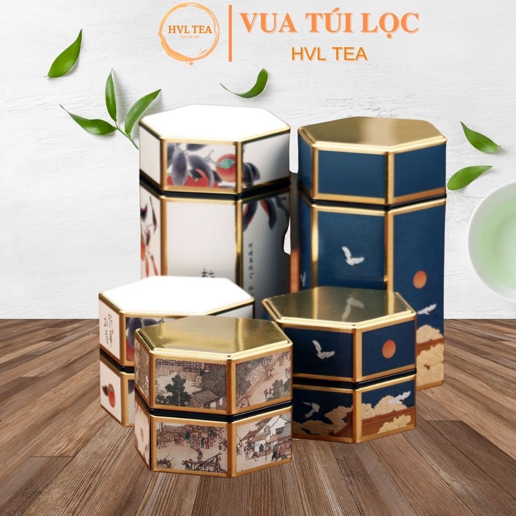 Hộp đựng trà lục giác, bằng thép cao cấp - HVL TEA
