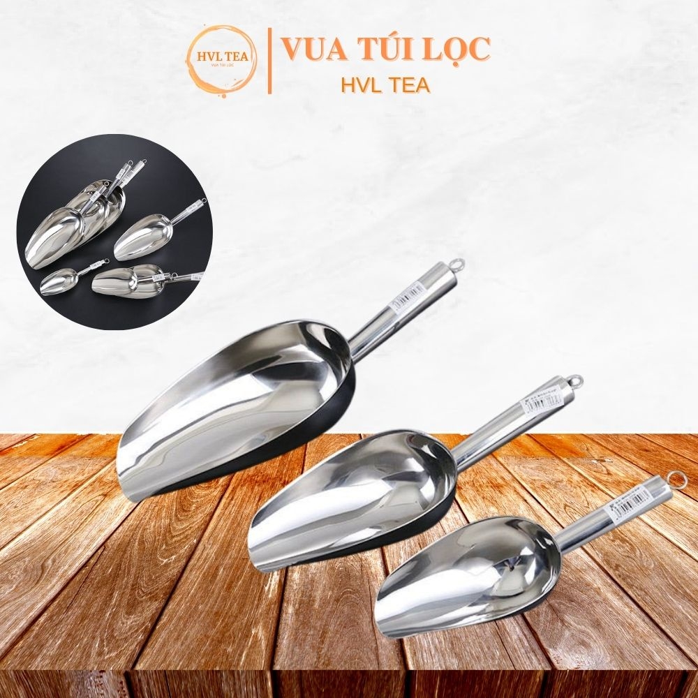 Muôi xúc đá, xẻng xúc đá inox không gỉ nhiều kích thước - HVL TEA