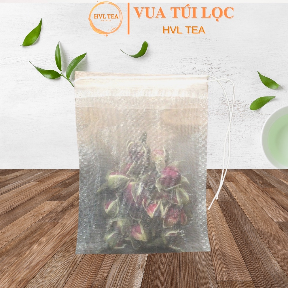 Combo 50 Túi Lọc Trà, Thảo Dược Có Dây Rút Chất Liệu Lưới An Toàn Nhiệt Độ Cao - HVL