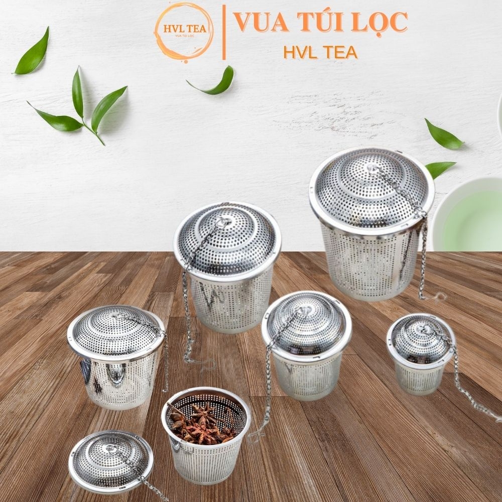 Lọc trà inox 304 hình trụ, có dây treo, không gỉ, nhiều kích thước - HVL