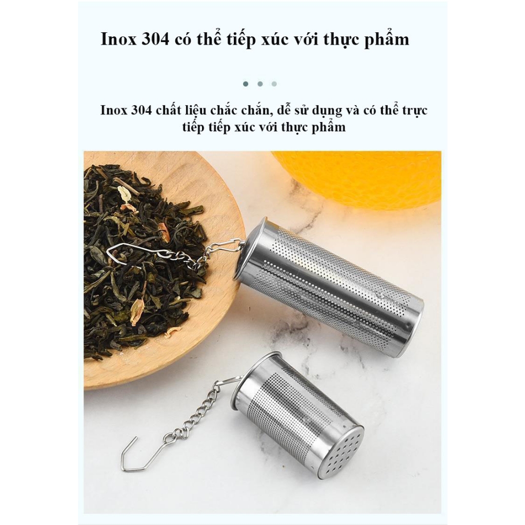 Dụng Cụ Lọc Trà Bằng Inox 304 Có Nắp, Lưới Lọc Trà Hình Trụ Cao Cấp Không Rỉ - HVL