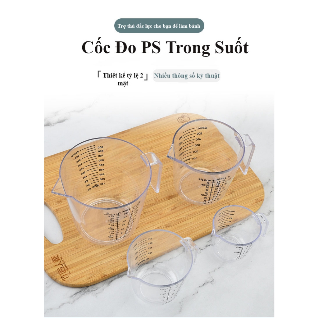 Cốc, ca đong định lượng có vạch chia nhựa PS trong suốt - HVL TEA