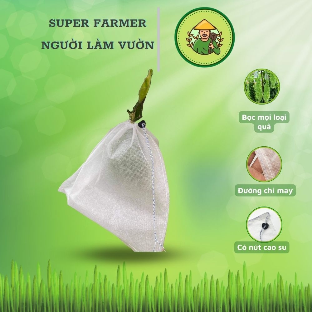 100 Túi Bọc Trái Cây Bưởi, Ổi, Xoài, Na thương hiệu Ánh Dương, dùng 3-4 mùa (có nút cài) - Người Làm Vườn