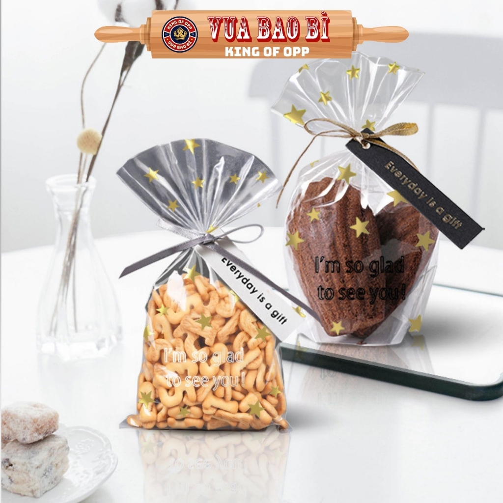 Túi đựng bánh kẹo, bao bì trang trí quà tặng, 100 túi/sp,  kích thước 13*21*4.5 - VUA BAO BÌ