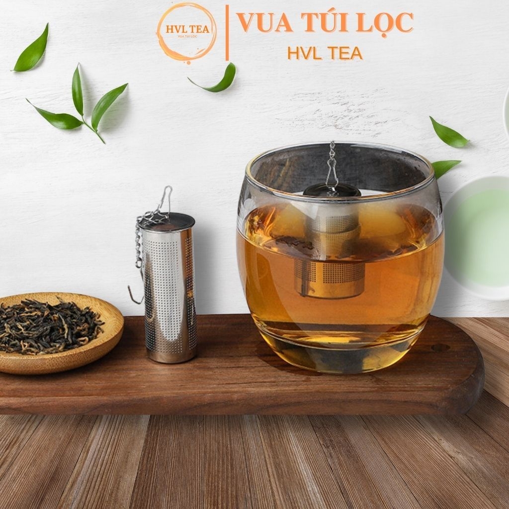 Dụng Cụ Lọc Trà Bằng Inox 304 Có Nắp, Lưới Lọc Trà Hình Trụ Cao Cấp Không Rỉ - HVL