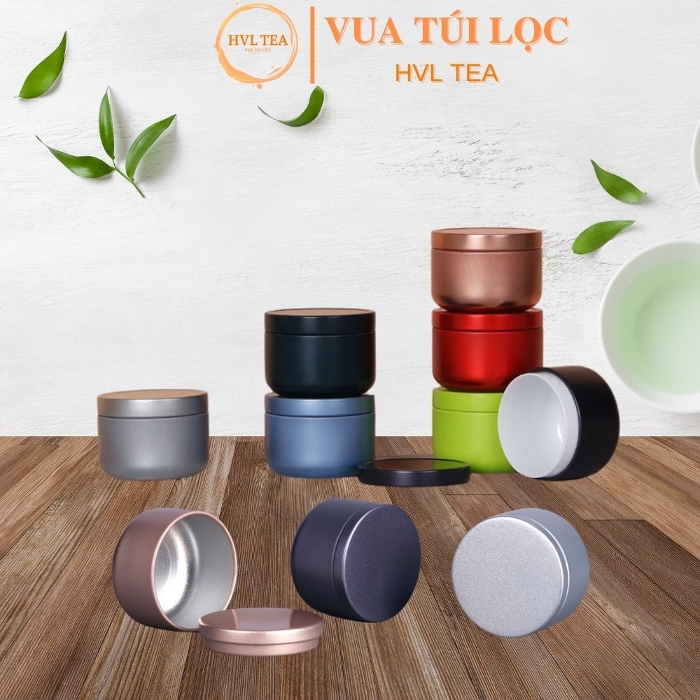 Lon trà thiếc tròn nhỏ nhiều màu sắc - HVL TEA