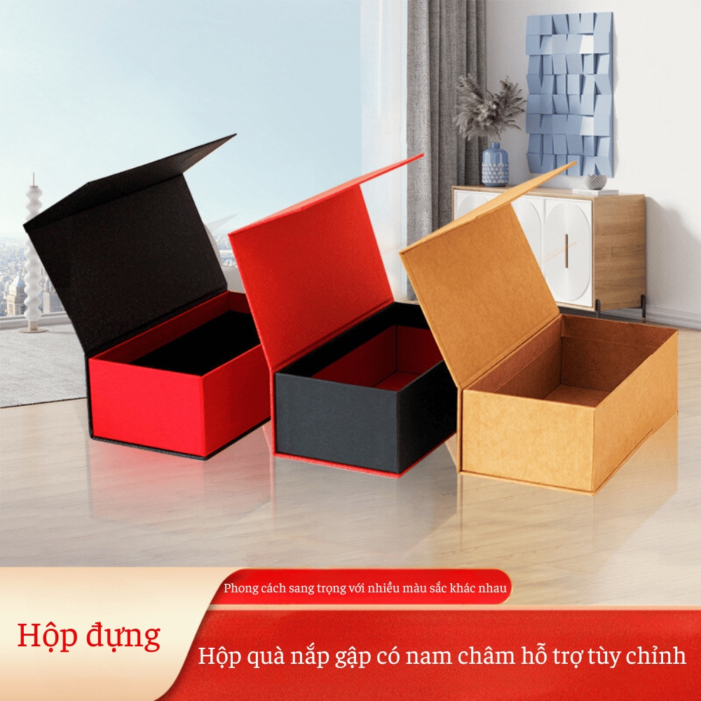 Hộp đựng trà quà tặng nam châm hình hộp chữ nhật sang trọng - HVL TEA