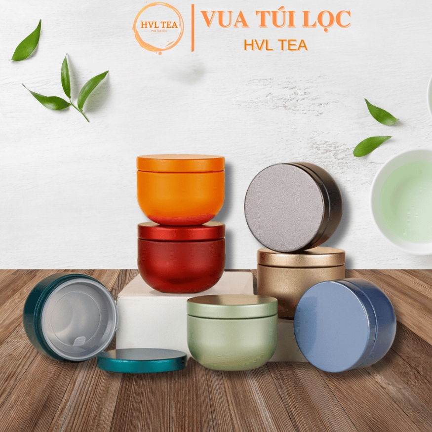 Lon trà thiếc nhỏ có nắp trong suốt, hộp trà nhỏ gọn làm quà tặng mẫu mới - HVL TEA