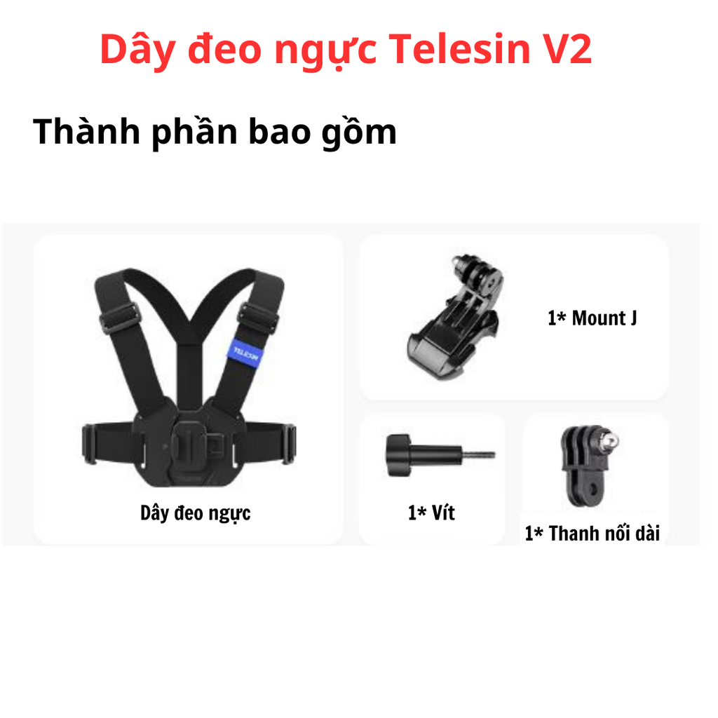 Dây đeo ngực TELESIN gắn ActionCam  Gopro, OSMO Action