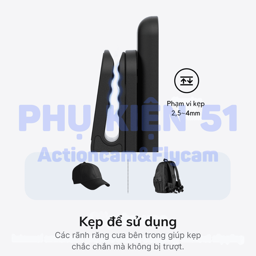 Đế nam châm Telesin kẹp nón DJI Osmo Nano kẹp chặt chắc chắn S3-HMH-05-TDJ
