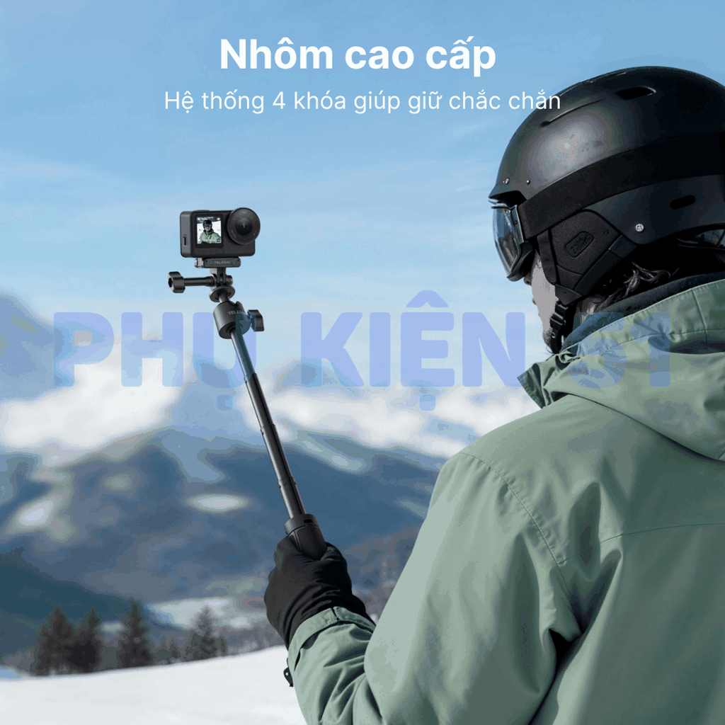 Tripod Mini Telesin 3.0 gắn actioncam Gopro Action Ace Pro xoay 360 độ kéo dài