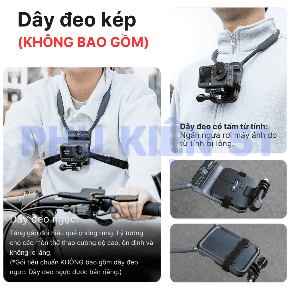 Vòng đeo cổ aMagisn từ tính cho Actioncam giấu ẩn trong áo hít mạnh mẽ
