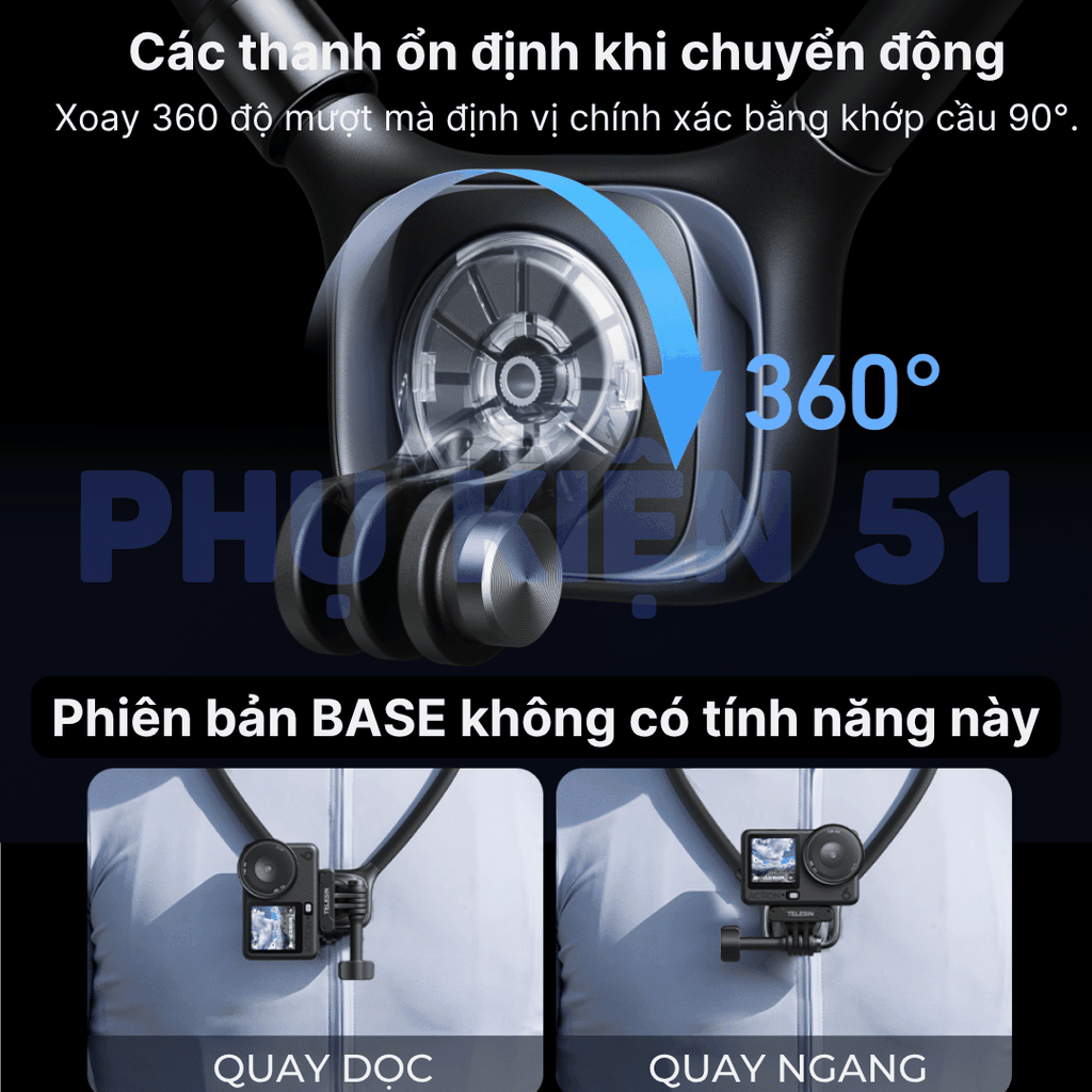 Vòng đeo cổ Telesin SE 3.0 gắn Actioncam Điện Thoại Pocket giảm đau cổ quay POV