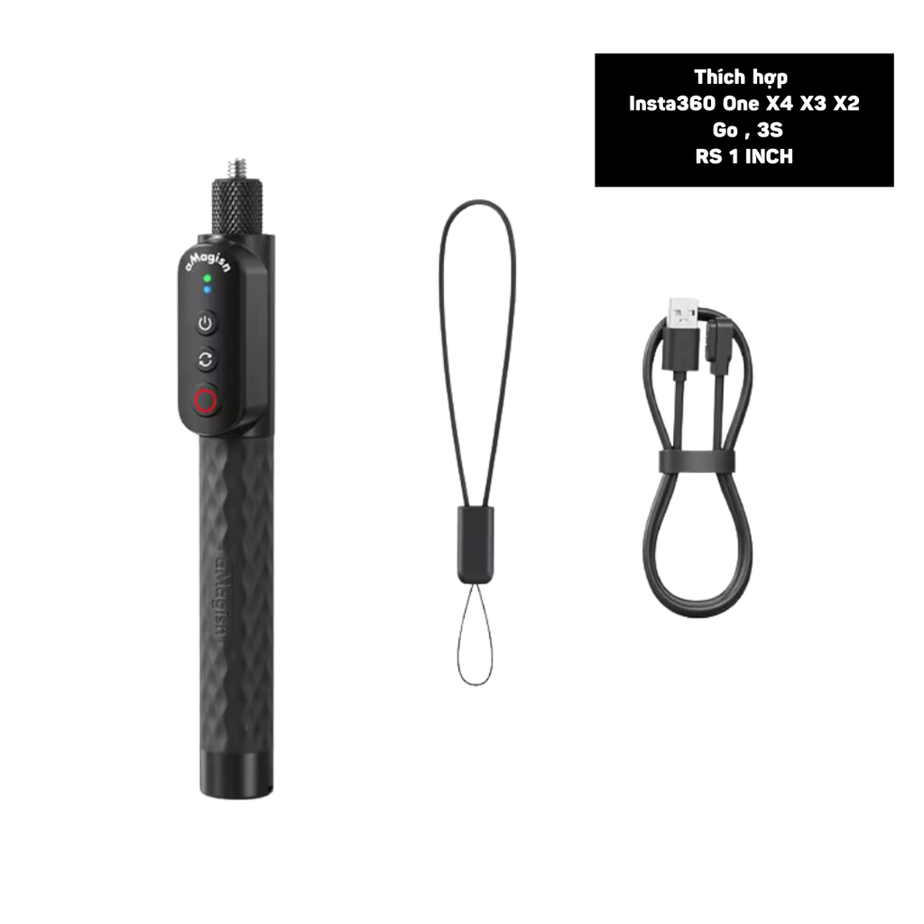 Gậy kiêm Remote đa năng Insta360 X4 X3 X2 Gopro 13 12 11 10 9 Black kéo dài 1m