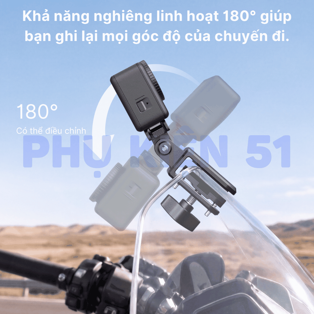Giá đỡ kẹp kính Telesin cho Actioncam kẹp kính chắn gió nhôm CNC chắc chắn
