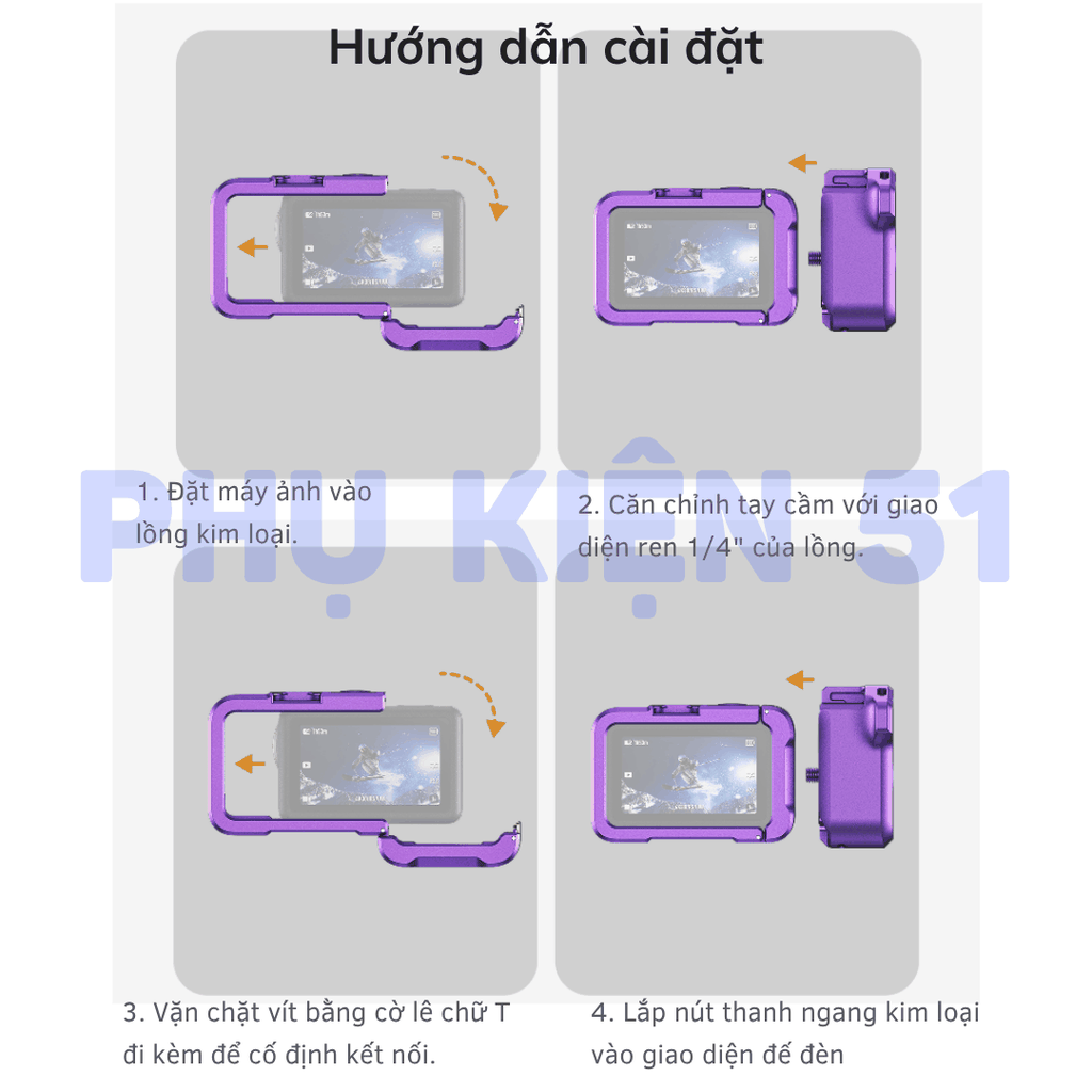 StreetGrip Kit TELESIN cho Action 6 màu đặc biệt - Tay cầm hỗ trợ chụp hình đường phố nghệ thuật