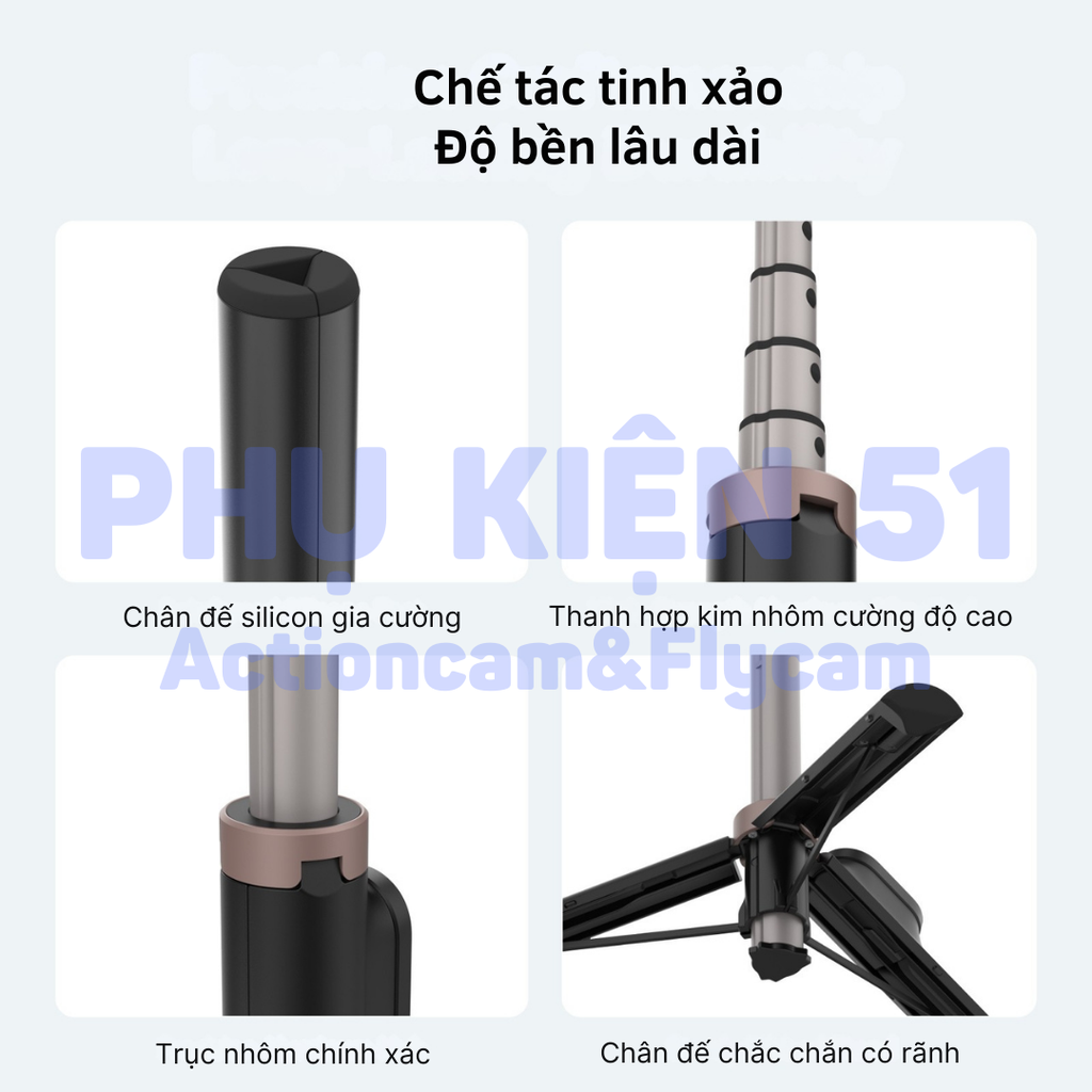 Tripod Telesin kiêm remote DJI Action 4 5 6 , Gopro 9 - 13 Black , điện thoại kéo dài 60cm