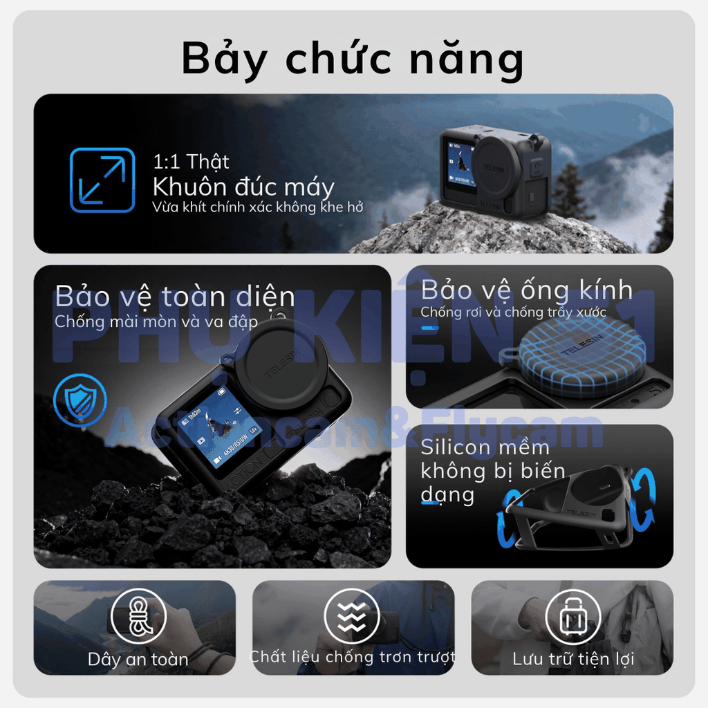 Silicon Telesin Dji Osmo Action 6 bảo vệ màn hình camera chống trầy xước S6-PTC-11