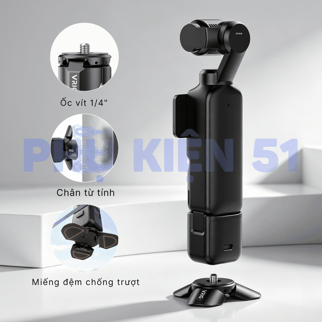 Chân đế Vrig gấp gọn Pocket 3 4 Luna siêu tiện lợi hít nam châm