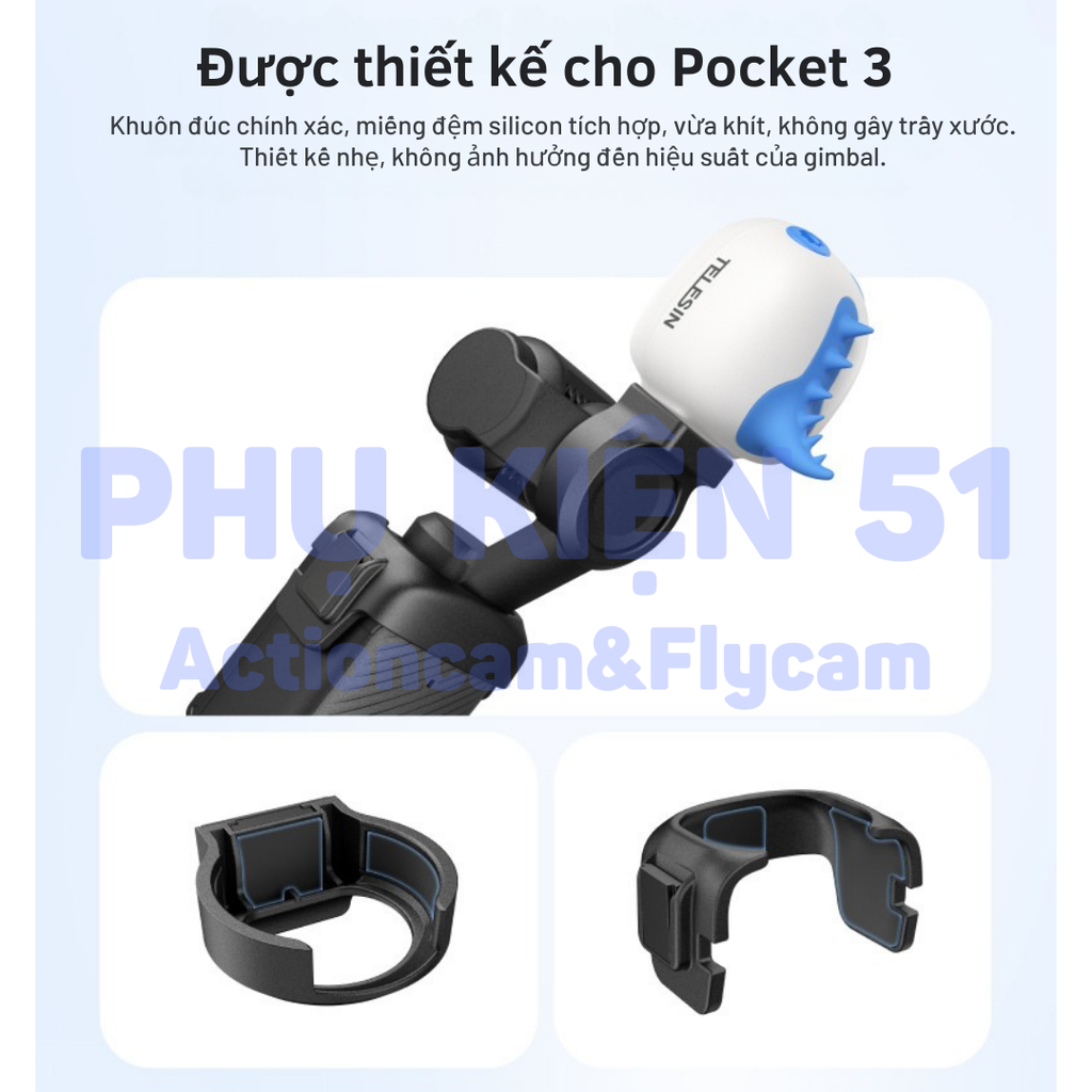 Đèn Telesin Pocket 3 trợ sáng nhỏ gọn hít nam châm thao tác nhanh tiện lợi S5-BGD-13