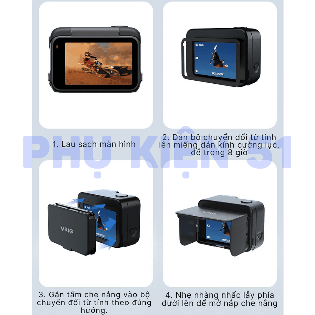 Nắp che nắng Vrig cho Insta360 Ace Pro 2 giúp nhìn rõ màn hình bảo vệ