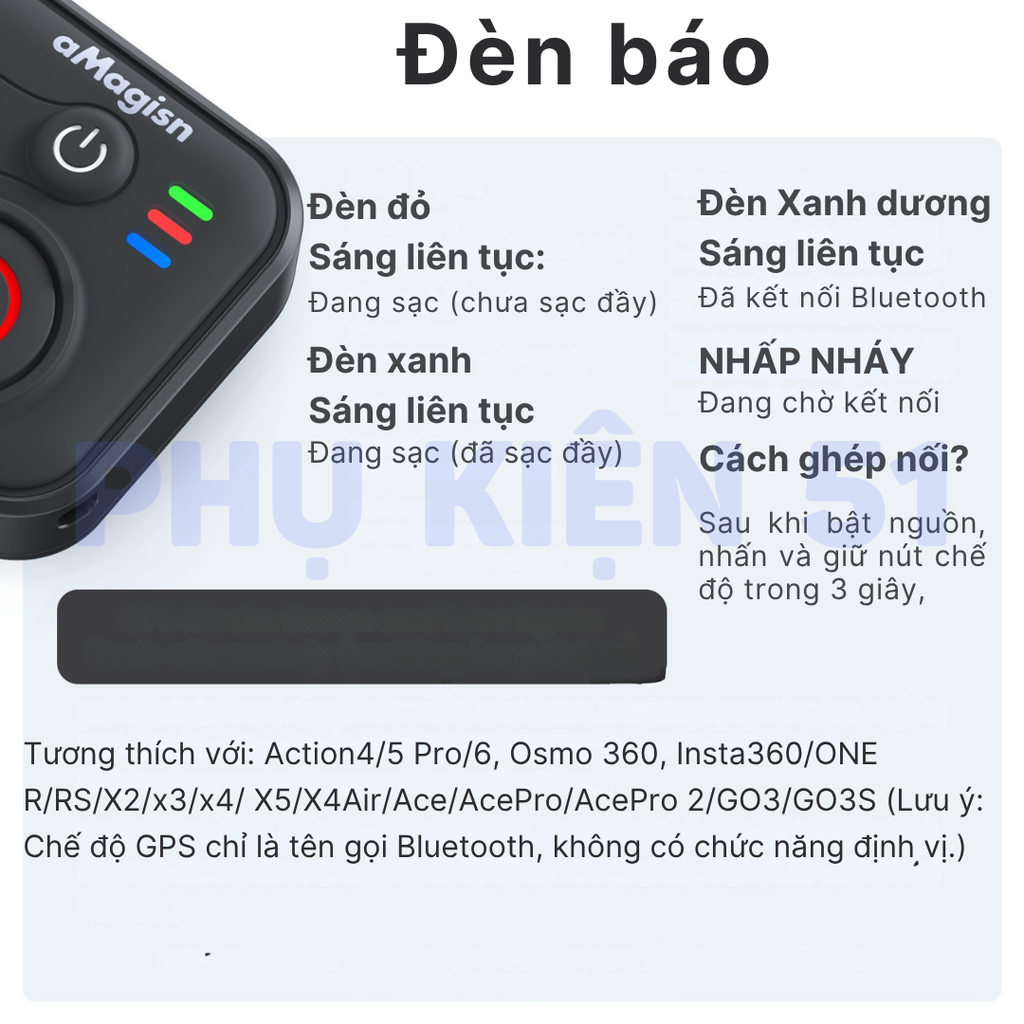 Remote aMagisn đa năng kết nối Gopro Insta360 DJI điều khiển từ xa
