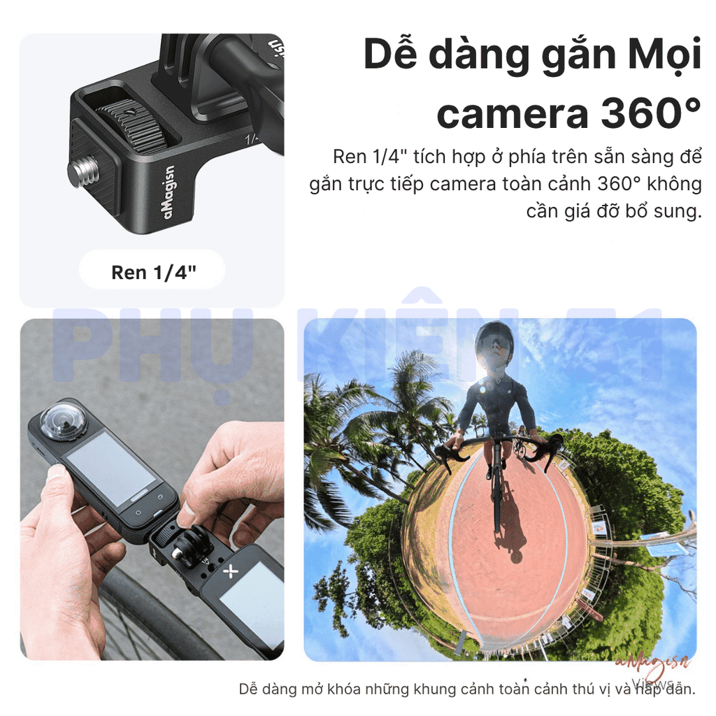Pát xe đạp aMagisn giúp gắn Actioncam lên ghi đông xe chắc chắn