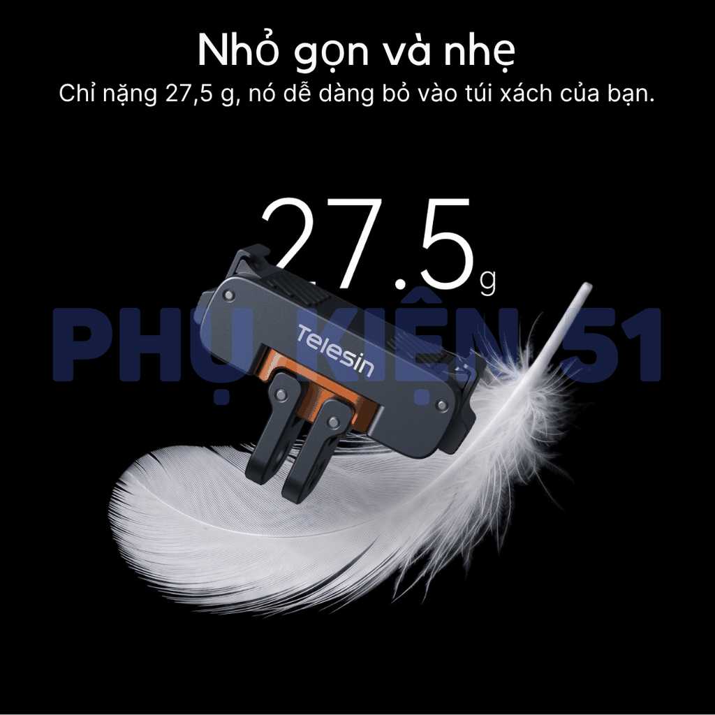 Ngàm tích hợp ren 1/4 Telesin Action 6 Nano  / Osmo 360 II tiện lợi đa năng