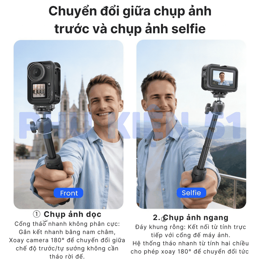 Khung nhựa aMagisn Action 6 hỗ trợ gắn dọc bảo vệ máy