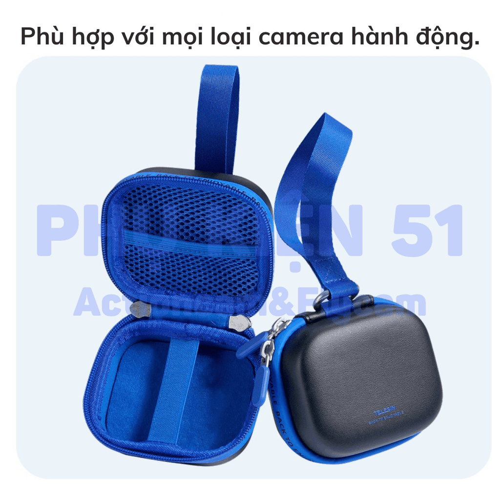 Túi mini Telesin đựng Actioncam cao cấp lớp nhung mềm mại, kháng nước