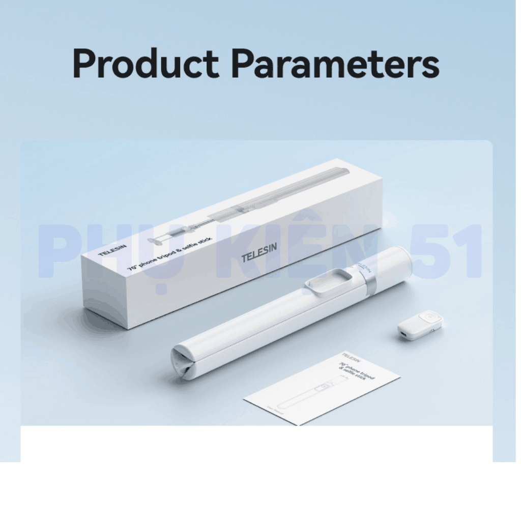 Tripod Telesin kiêm remote tự mở chân cho điện thoại kéo dài 1m8 điều khiển bluetooth lên đến 10m