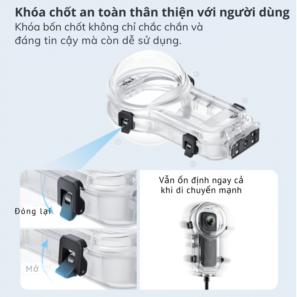 Khung chống nước aMagisn cho Insta360 X5 bơi lặn bảo vệ camera