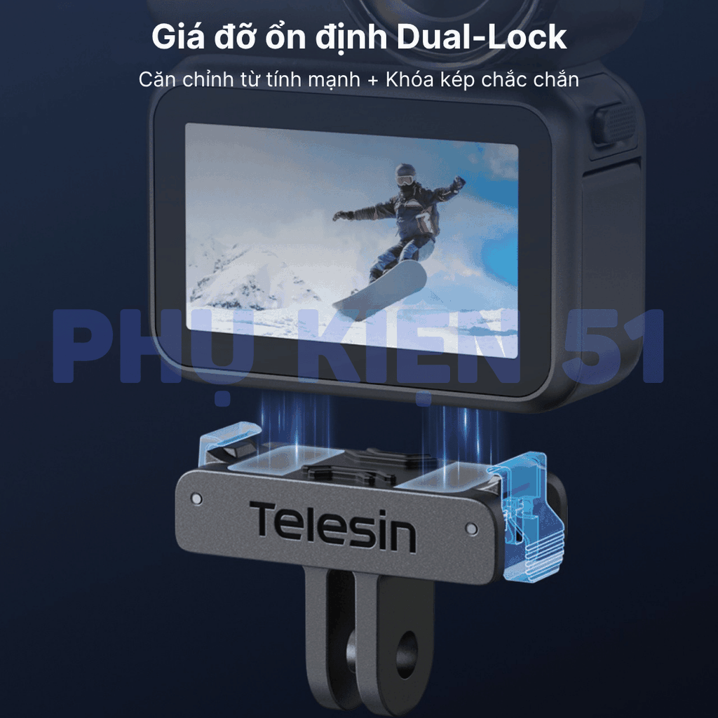 Ngàm nam châm Telesin Action 6 Nano giúp gắn nhiều phụ kiện