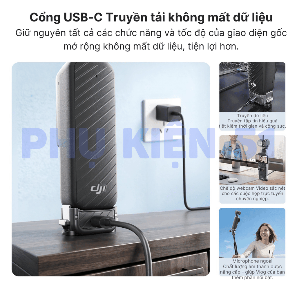 Ngàm tích hợp sạc Pocket 4 3 gắn nhiều phụ kiện ngàm kép cổng Type C