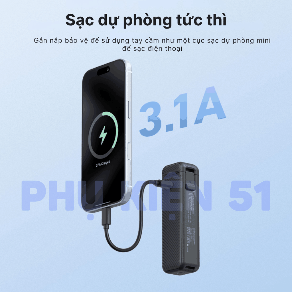 Pin sạc Telesin cho Pocket 4 3 kéo dài thời gian sử dụng 1,3 lần sạc