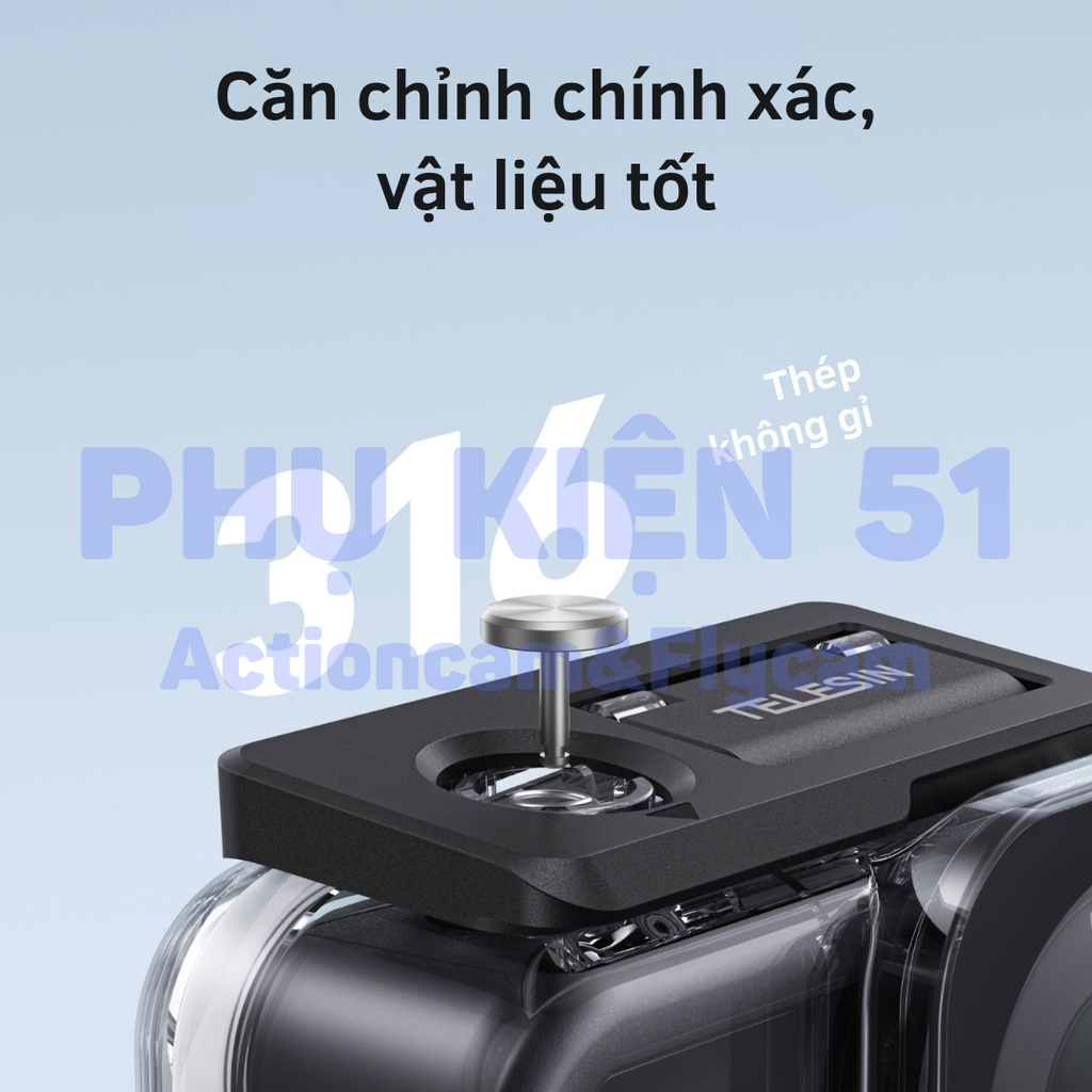 Khung vỏ chống nước TELESIN ACTION 6 chống nước đi bơi, đi lặn bảo vệ camera S4-WTP-12