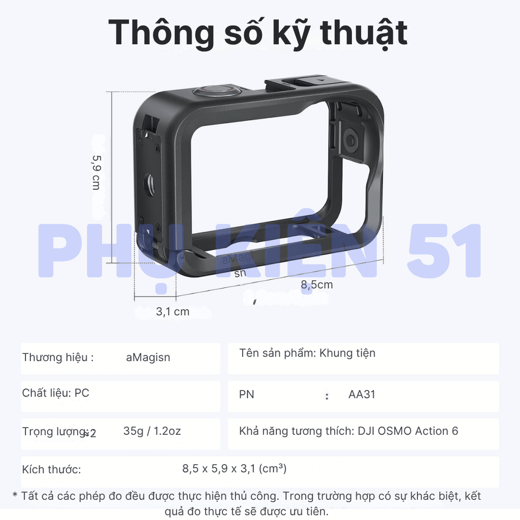 Khung nhựa aMagisn Action 6 hỗ trợ gắn dọc bảo vệ máy