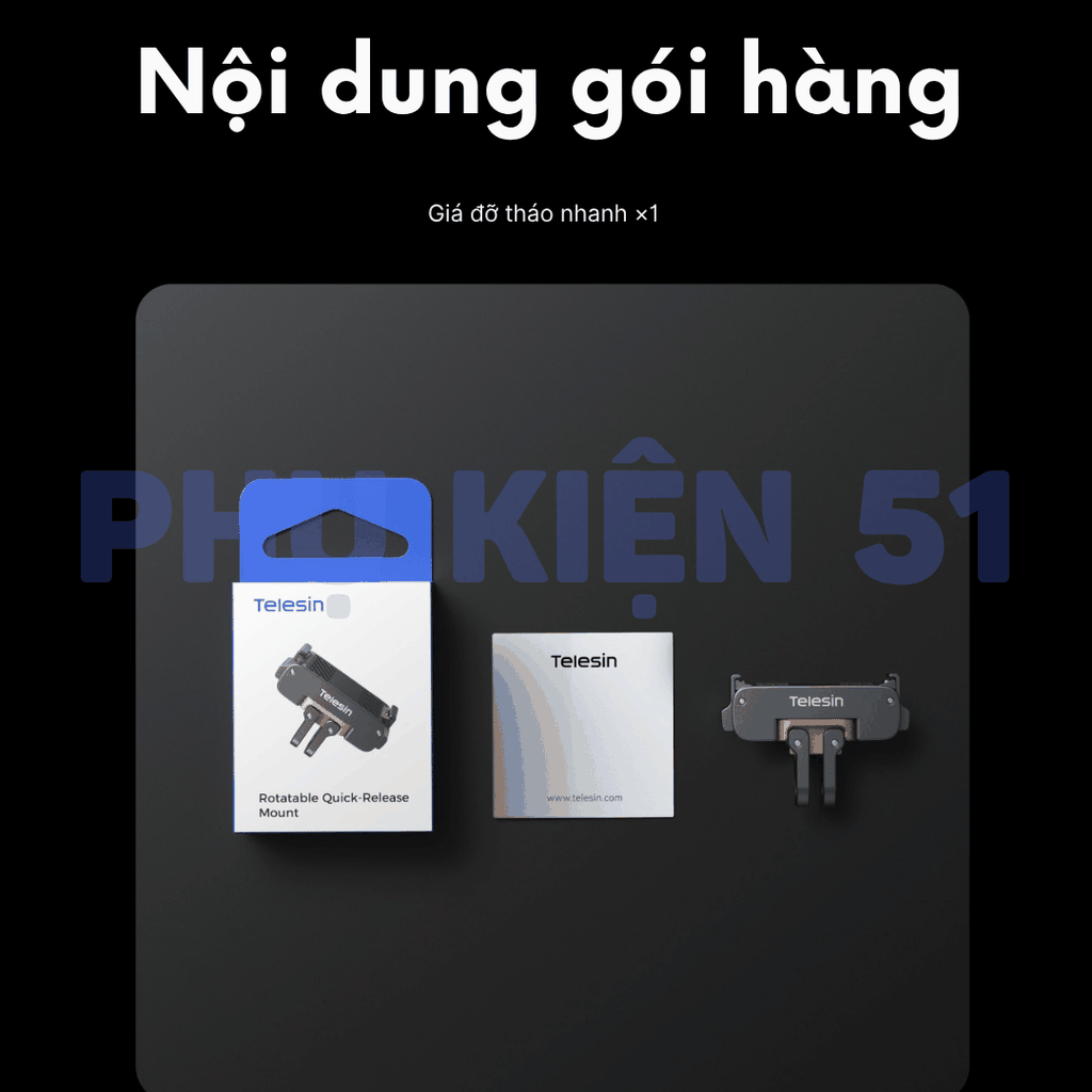Ngàm tích hợp ren 1/4 Telesin Action 6 Nano  / Osmo 360 II tiện lợi đa năng