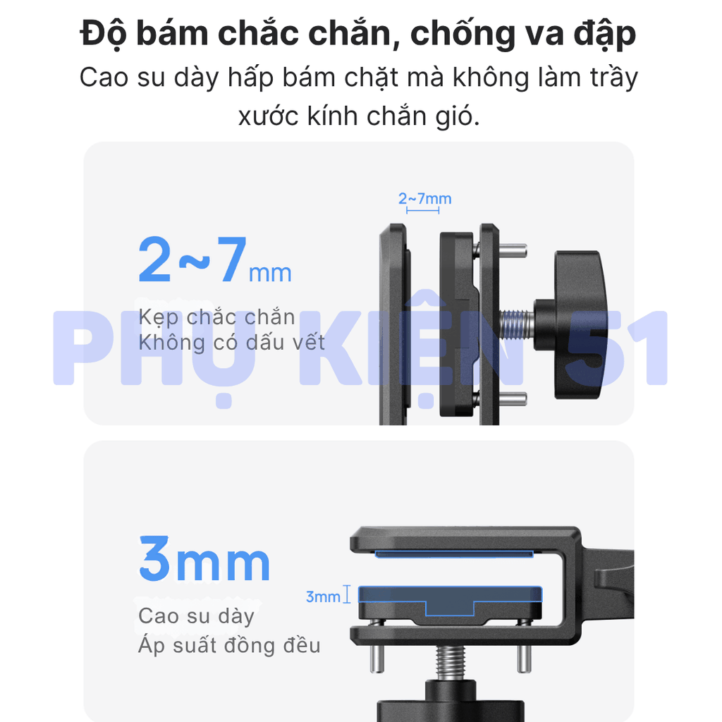 Giá đỡ kẹp kính Telesin cho Actioncam kẹp kính chắn gió nhôm CNC chắc chắn