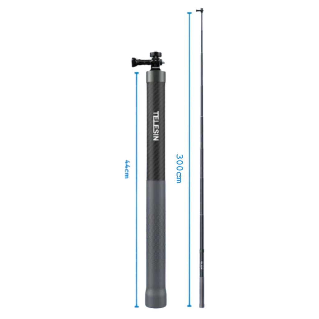 Gậy 3M Telesin Carbon fiber tàng hình dành cho Insta360 , Actioncam, Gopro