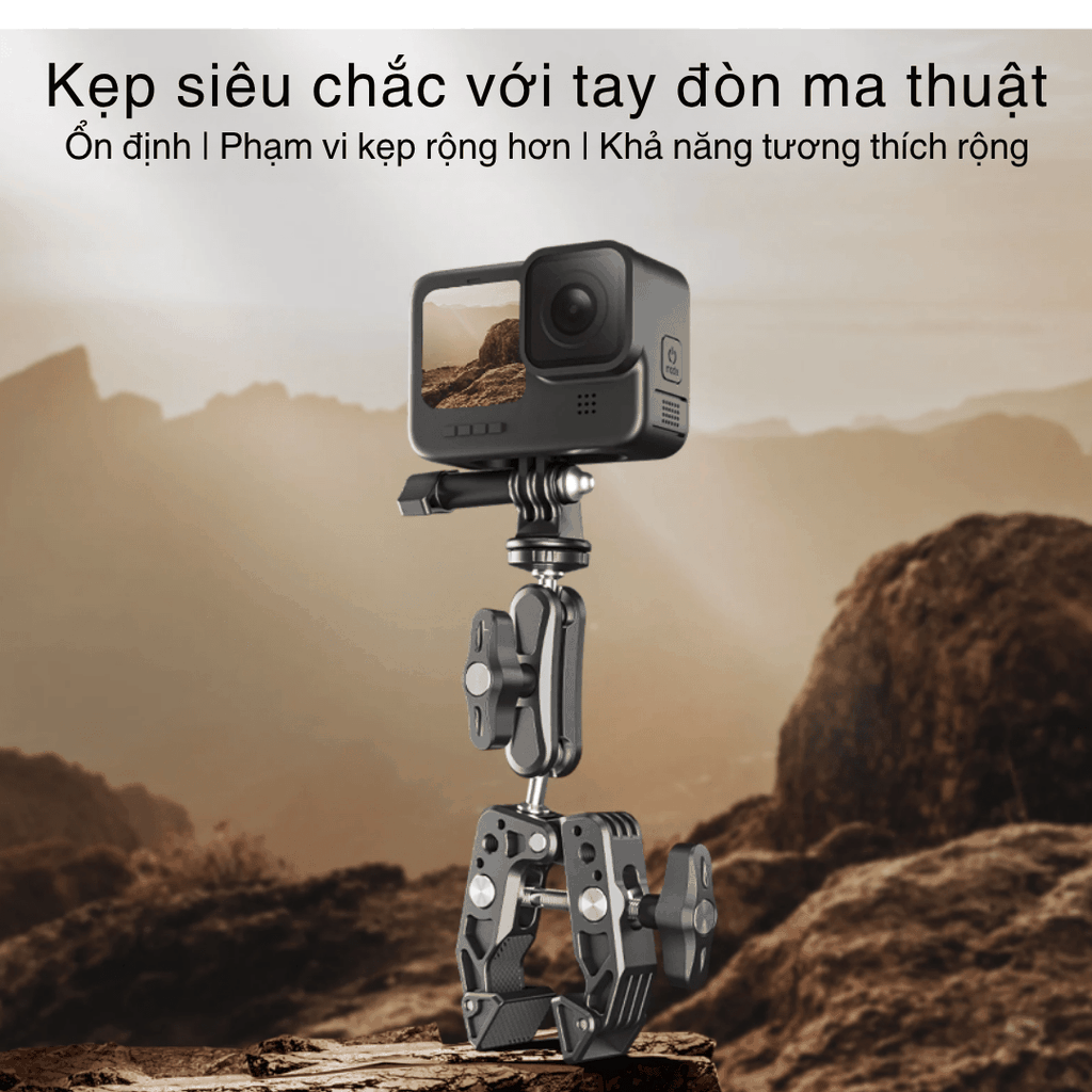 Kẹp càng cua kim loại Telesin gắn Actioncam máy ảnh đèn flash cố định chắc chắn