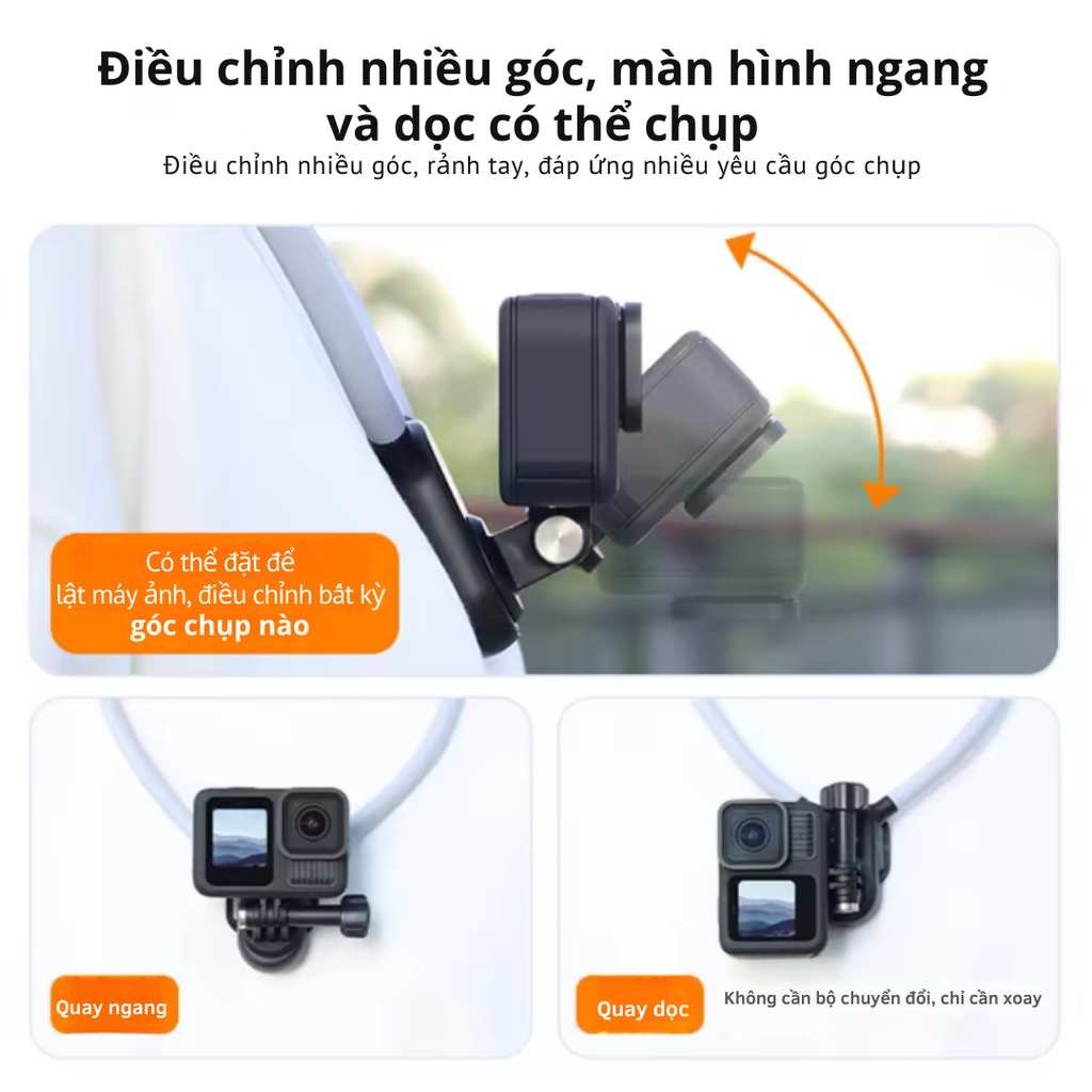 Vòng đeo cổ Vrig Ac 01 SE gắn Actioncam thao tác nhanh chóng dây cố định chống rung lắc