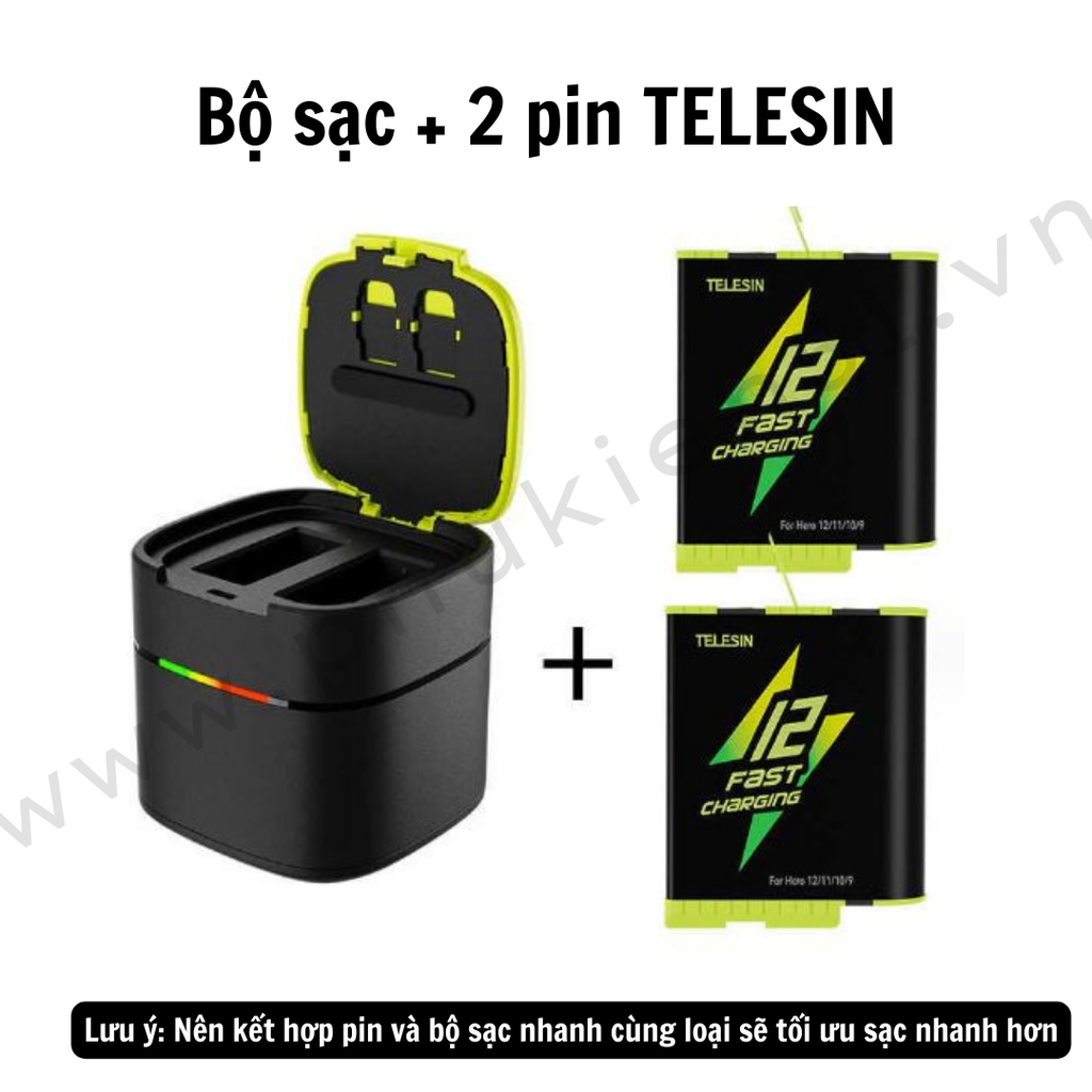 Pin Gopro Hero 12 11 10 9 Black và Bộ Sạc Nhanh PD 20W Telesin - Telesin Fast Charging