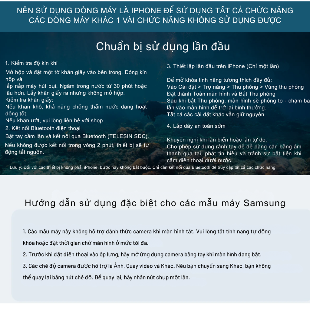 TELESIN Underwater Diving Phone Case - Khung chống nước cho điện thoại chụp hình bảo vệ máy độ sâu lên đến 20m