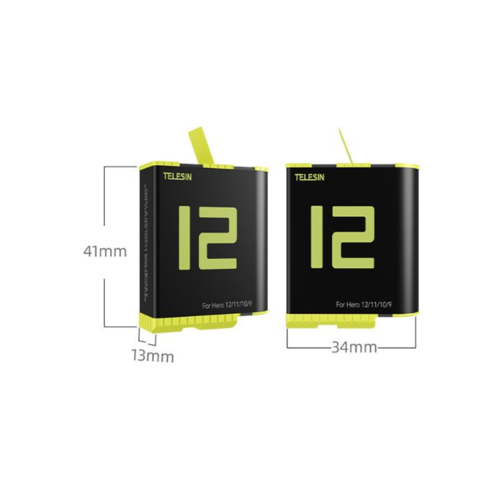 Pin Gopro 12 11 10 9 Black và Hộp sạc Telesin sạc 3 pin